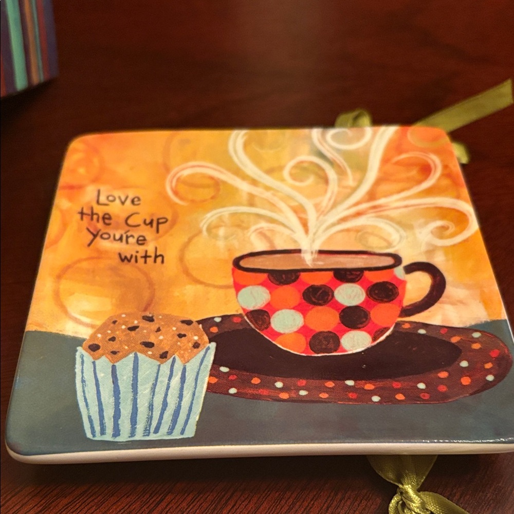 Coffee Talk Decorative desert/appetizer plates 4 piece Set Multicolor 4.5” - Picture 6 of 8